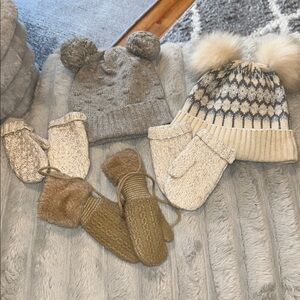 Toddler Girls Neutral Winter Accessories Set